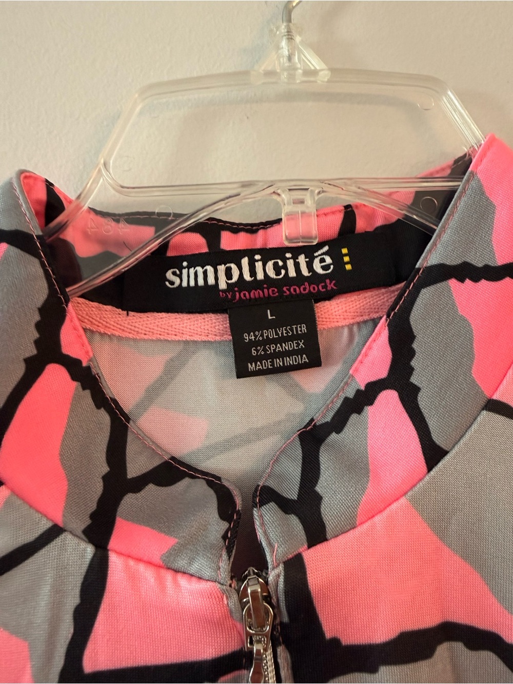 jamie sadock Black Pink Abstract Sleeveless Zip Mock Neck Top - Picture 2 of 3